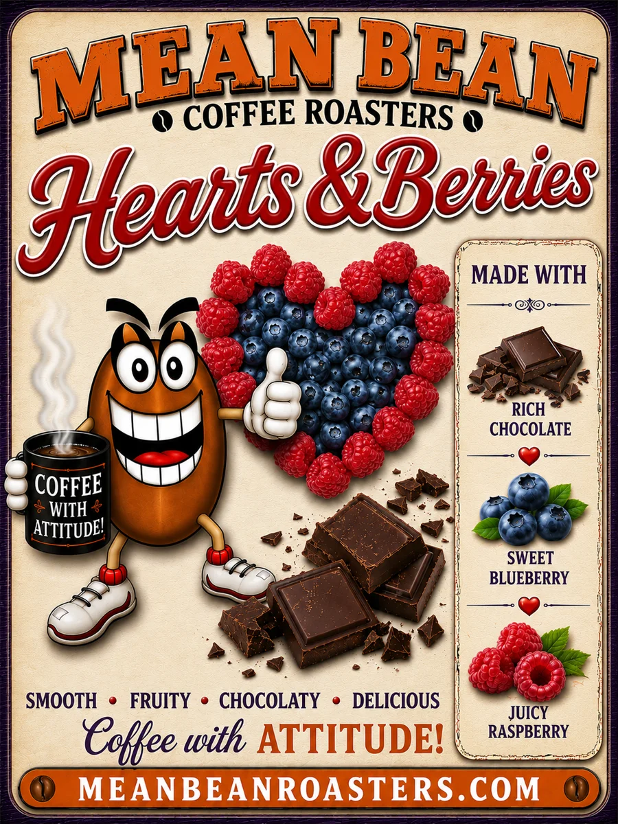 Hearts & Berries - Mean Bean Flavored Coffee from Mean Bean Coffee Roasters