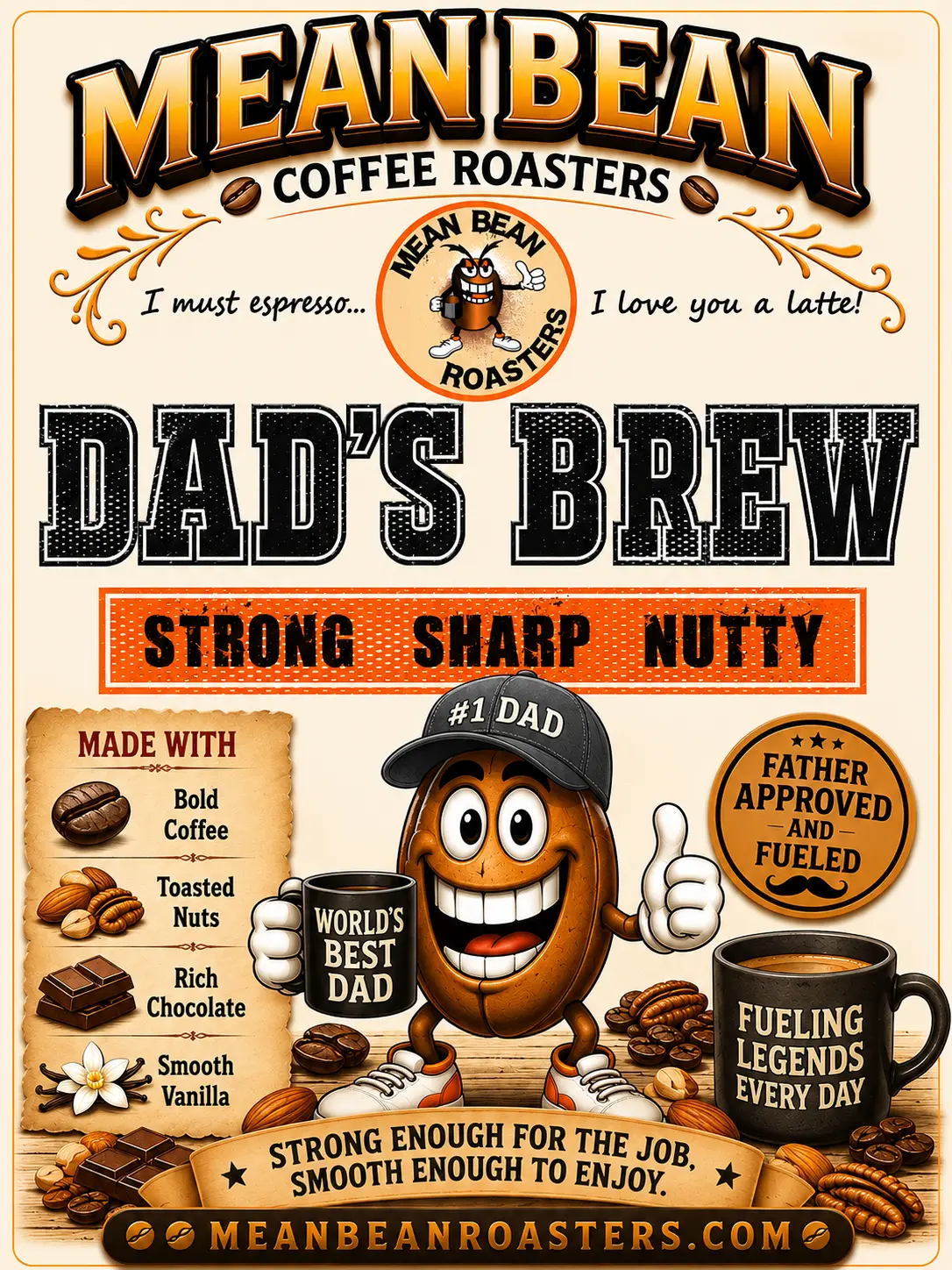 Dad's Brew custom coffee label